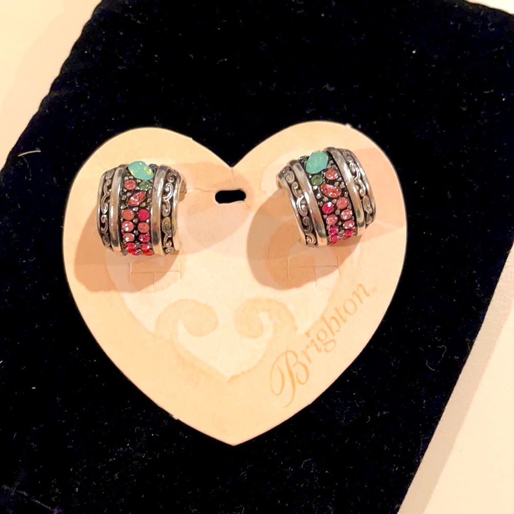 BRIGHTON CRYSTAL VOYAGE PASTEL HUES SWAROVSKI Crystal Silver HugglePost Earrings